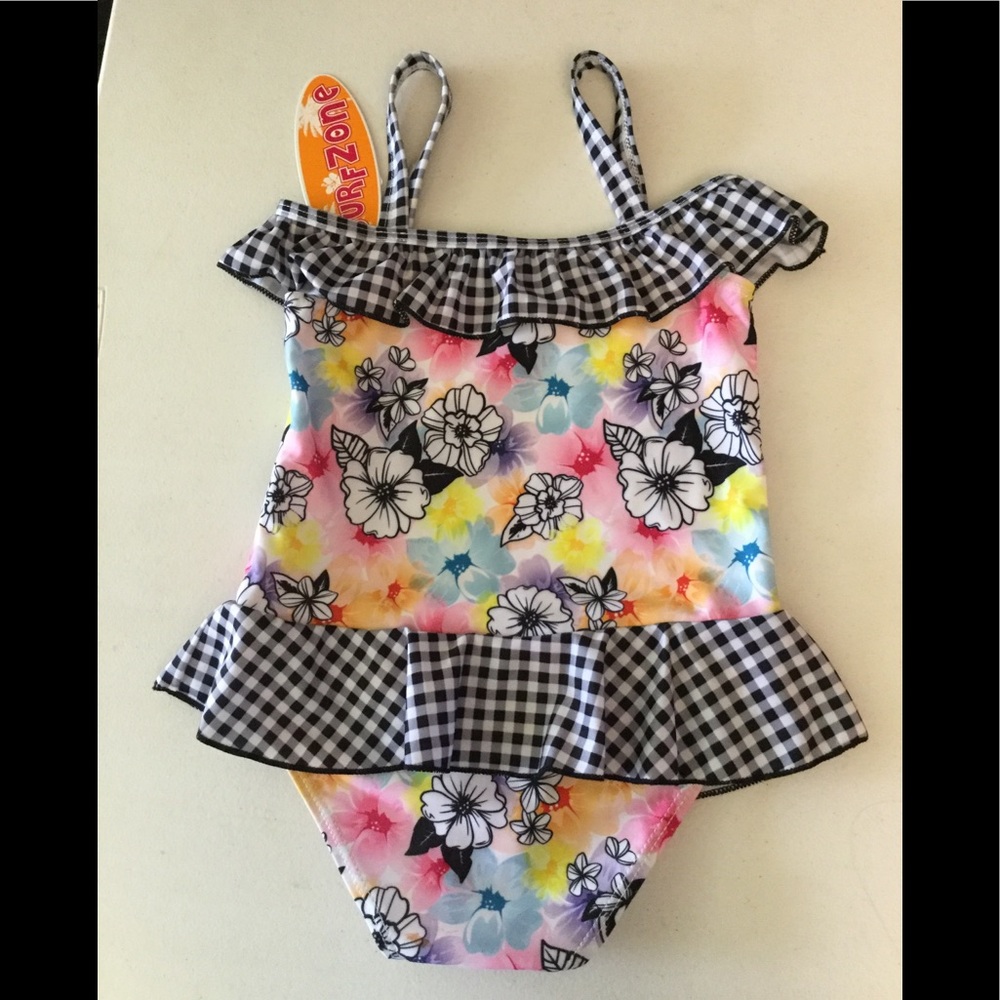 NWT Surf Zone sz 4/5 deep Navy gingham and floral - Picture 2 of 3